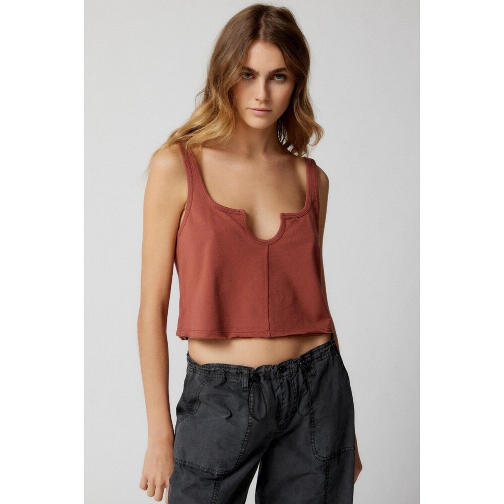 Out From Under UO Ryder Notch Neck Tank Blouse Top Sleeveless Cotton M 257811
